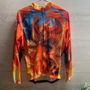 Xintown cycling jersey jacket Phoenix graphic in yellow orange red size L pocket